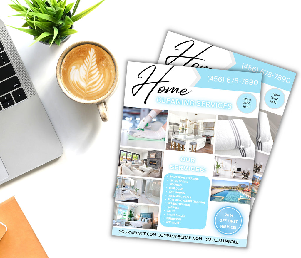Cleaning Service Flyer, Housekeeping Business, Editable Canva Template
