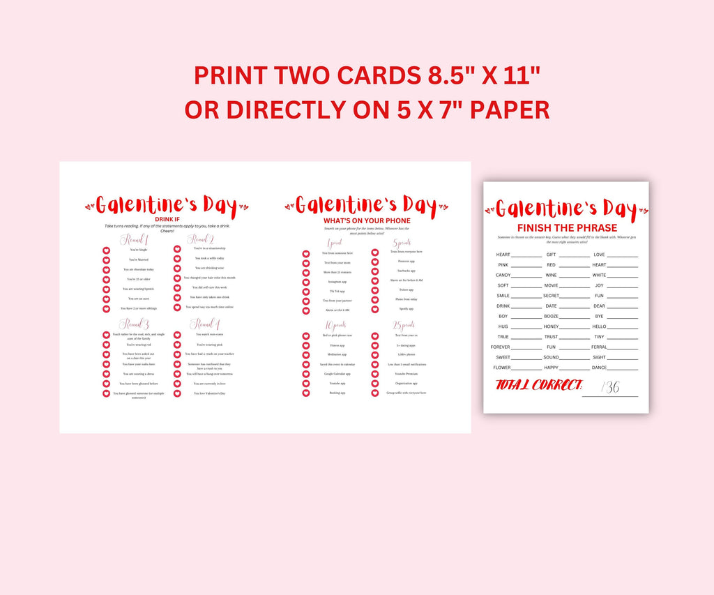 Galentine's Day Games Bundle, Printable Party Games (Digital Download)