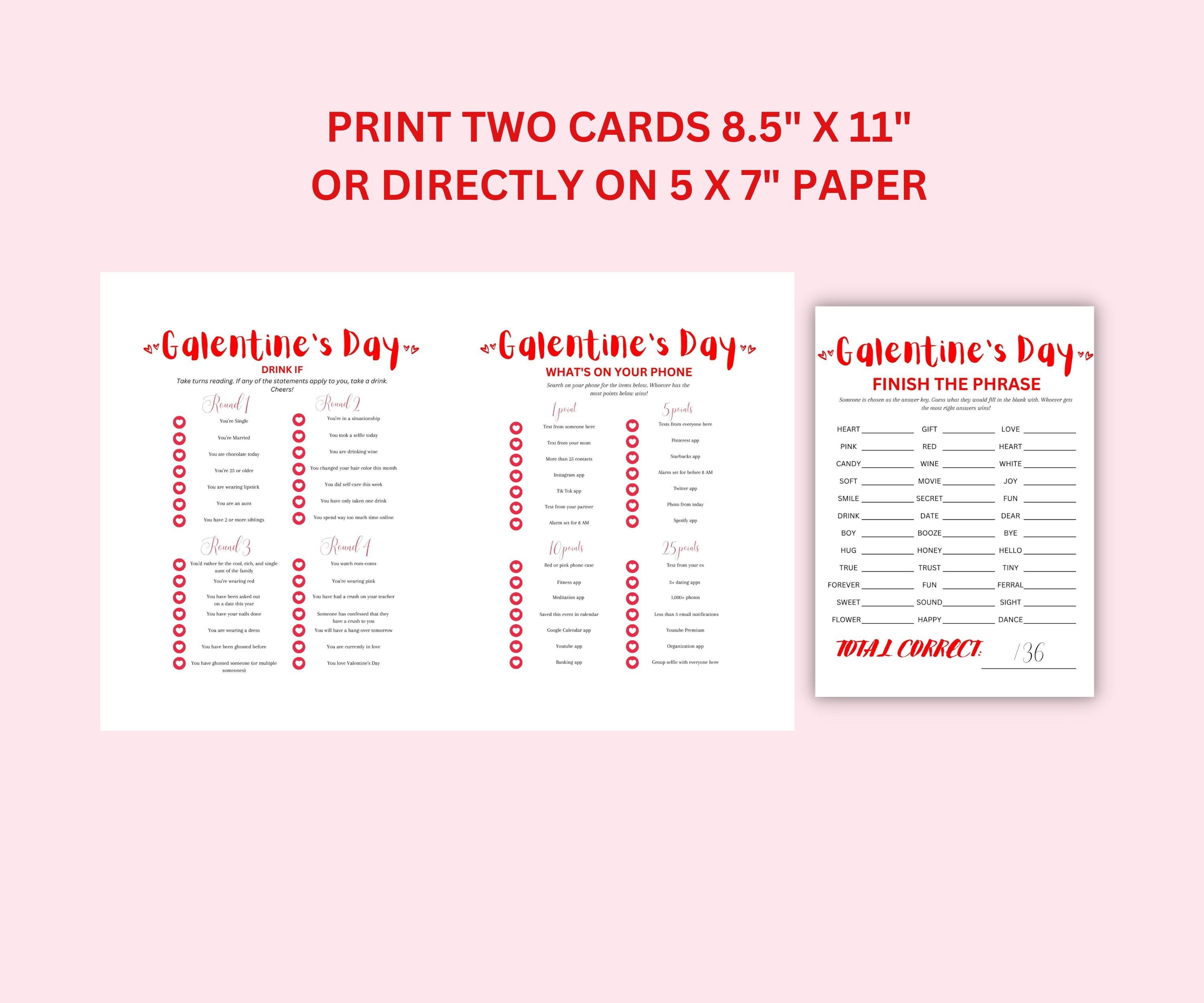 Galentine's Day Games Bundle, Printable Party Games (Digital Download)