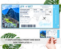 EDITABLE Peru Surprise Boarding Ticket Template Pass, Peru Canva Boarding Pass, Plane Ticket to Ride Vacation Trip Flight Gift Coupon Vol. 1
