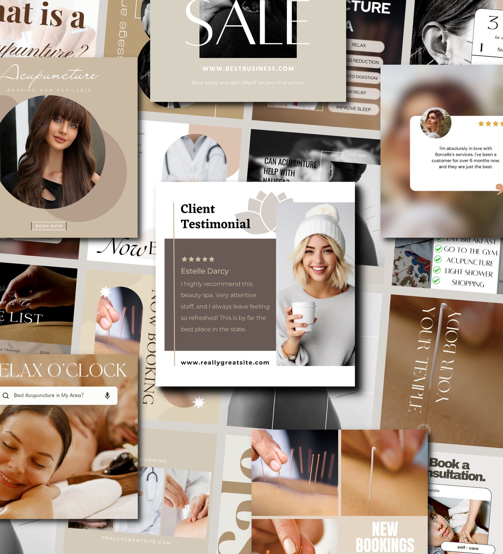 120 Acupuncture Instagram Post Templates | Canva Social Media (Digital Download)