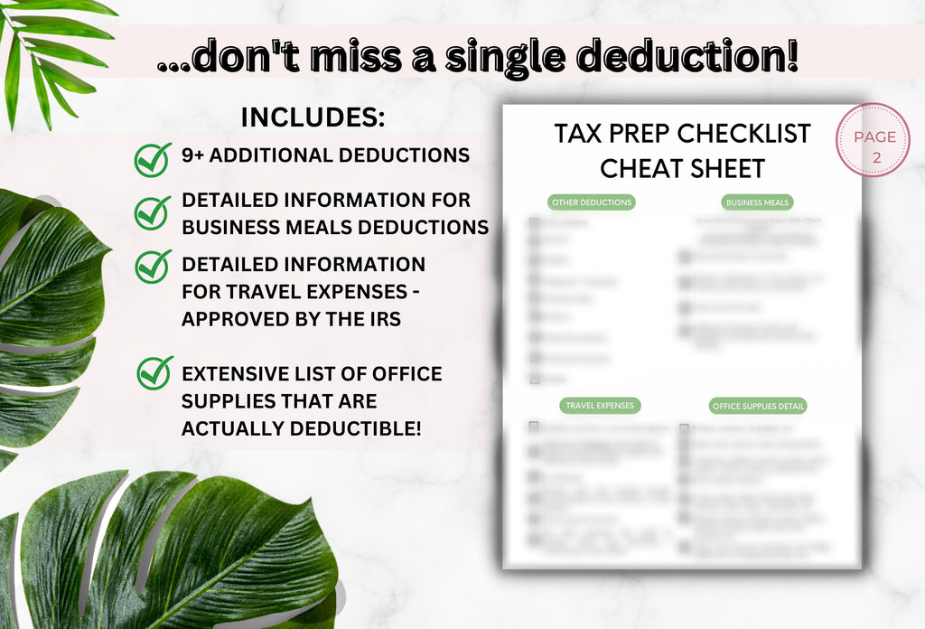 S Corporation Tax Prep Checklist, Printable Tracker (PDF)
