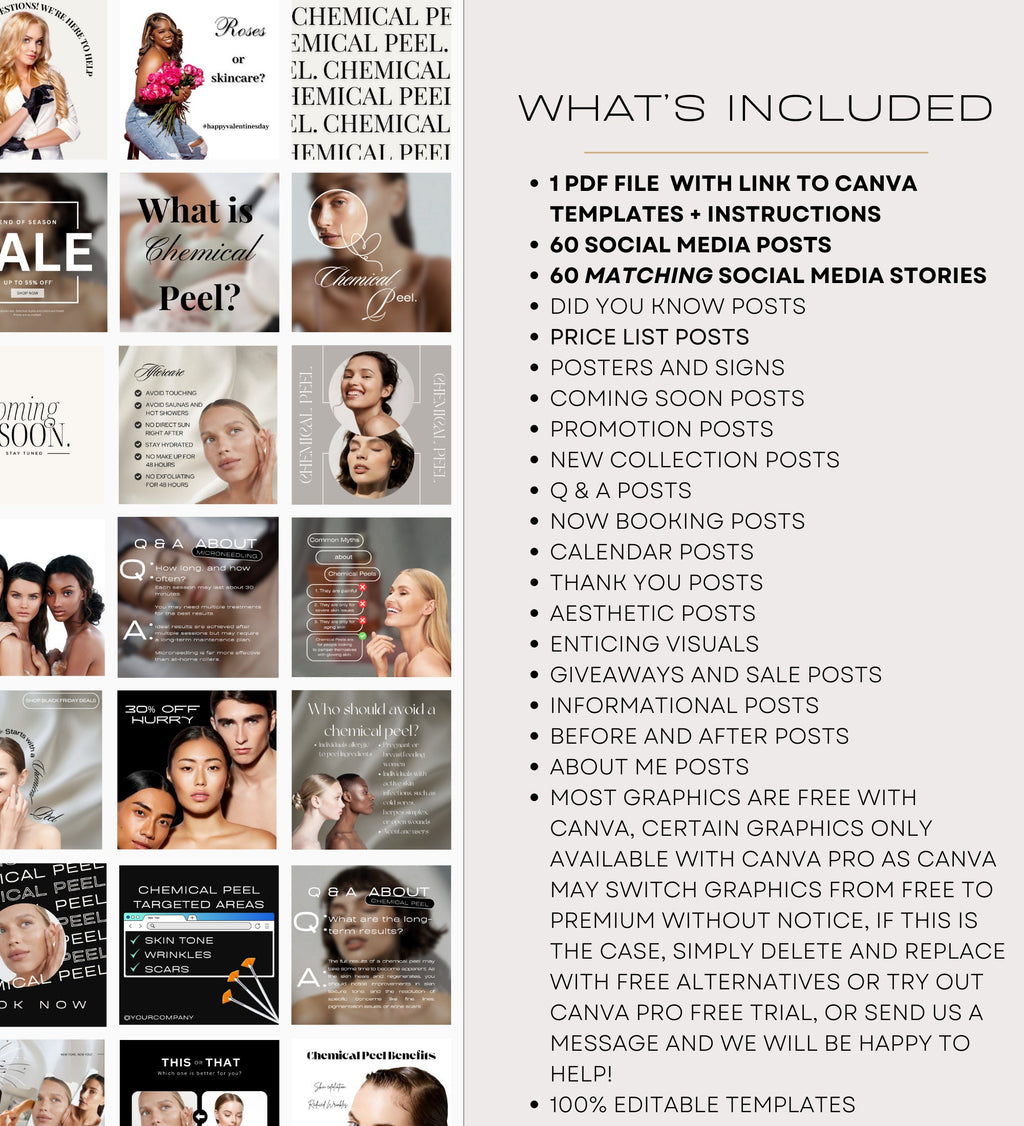 Chemical Peel Instagram Templates | Esthetician Instagram | Facial Treatment | Skincare Social Media | Skincare Instagram Templates | MEDSPA