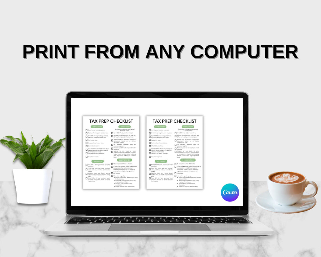 Tax Prep Checklist Tracker Printable, A4, Letter (Printable Fillable PDF)