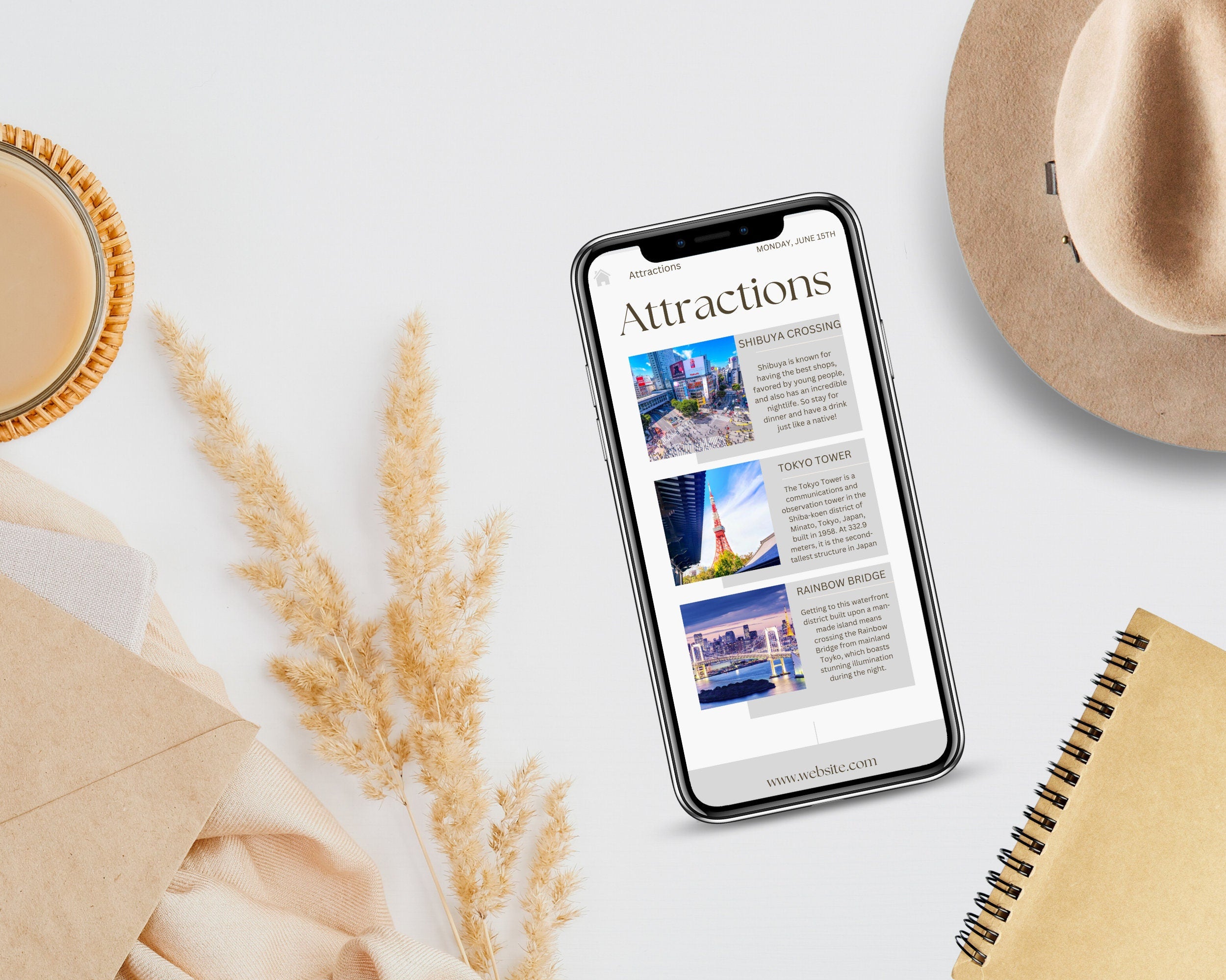 JAPAN Travel Itinerary Template Modern Minimal Boho, iPad, Tablet, Editable on Canva, Printable, Digital Template Download, Traveling