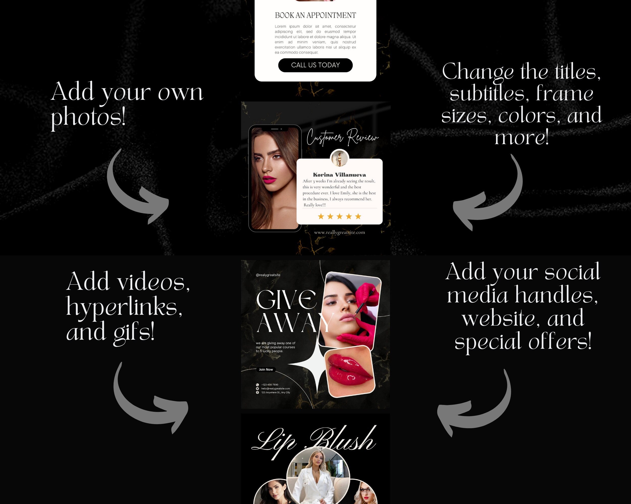 60+ Luxury Lip Blush Instagram Templates | PMU Instagram template | Lip Blush Templates | Permanent Makeup Instagram | Lip Tattoo Instagram