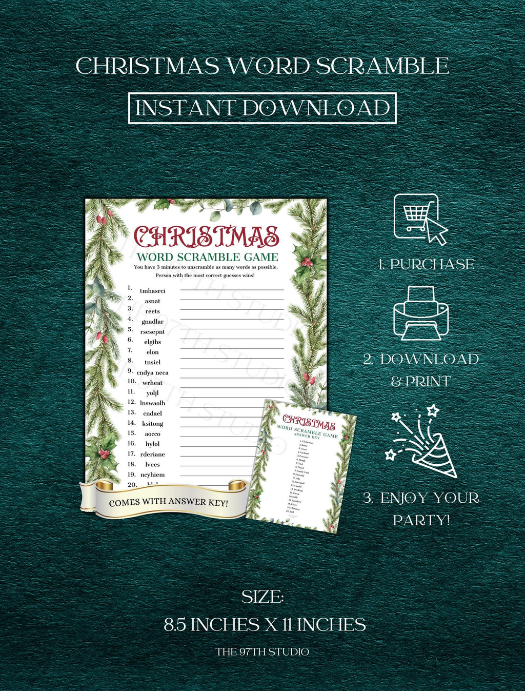 Christmas Word Scramble Game | Office Christmas Party Game | Christmas Family Game | Printable Christmas Game | Xmas Party Game Printable