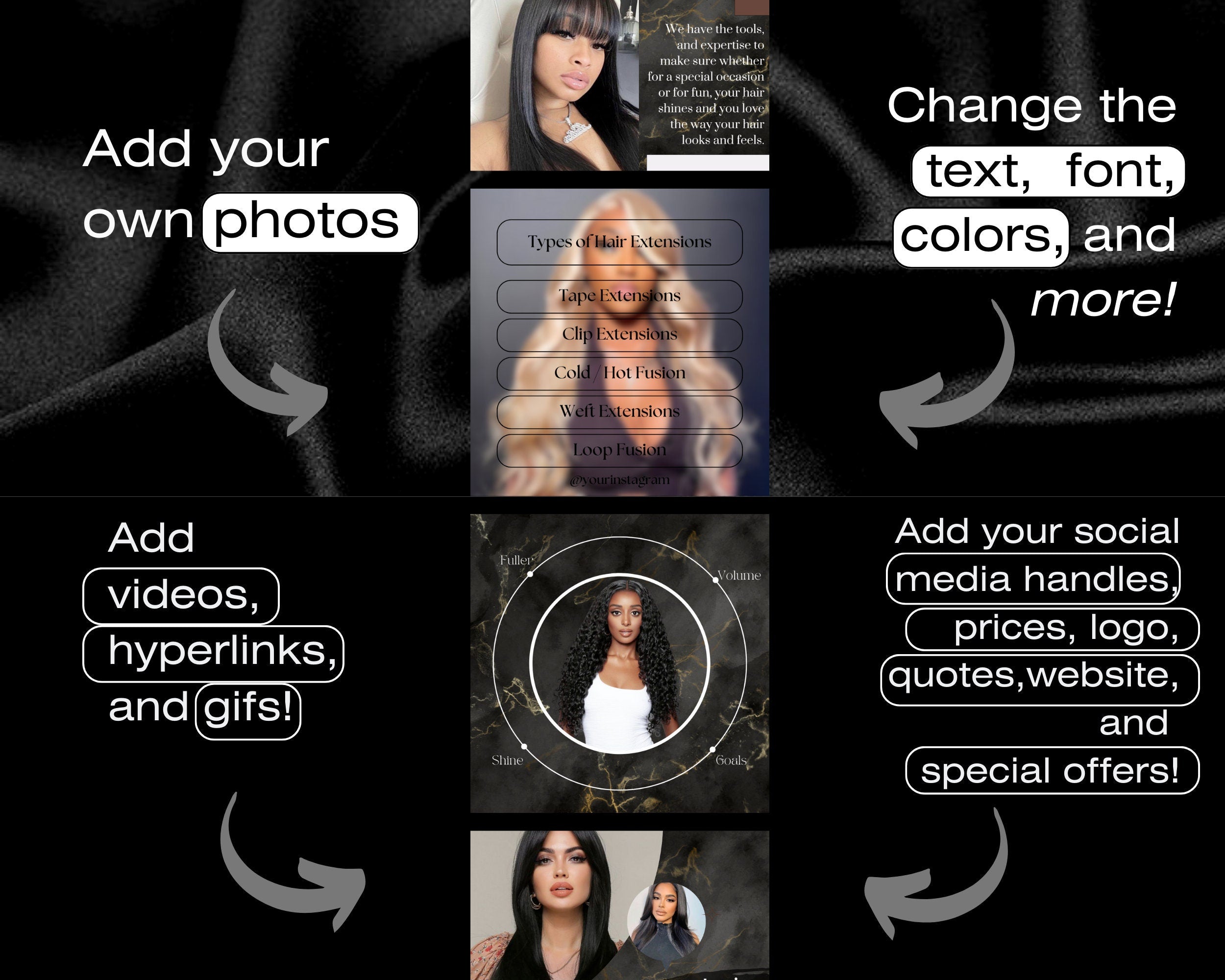 100 Instagram Template Posts for Hair Extension Business