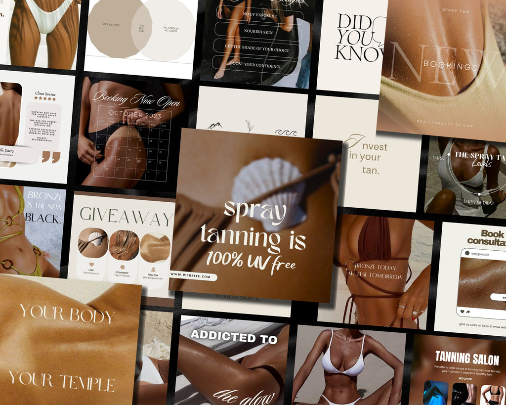 140 Spray Tanning Instagram Templates | Spray Tan Instagram Posts | Spray Tan Social Media | Beauty Business Instagram | Spray Tan Marketing