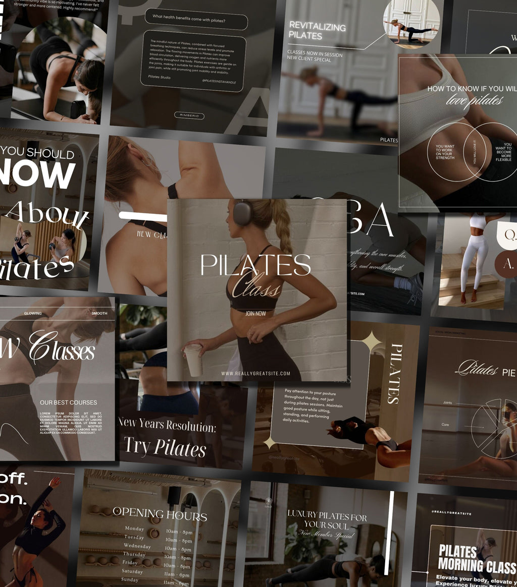Pilates Instagram Templates | Pilates Coach Instagram Posts | Pilates Instructors Instagram | Pilates Social Media Instagram Posts | Pilates