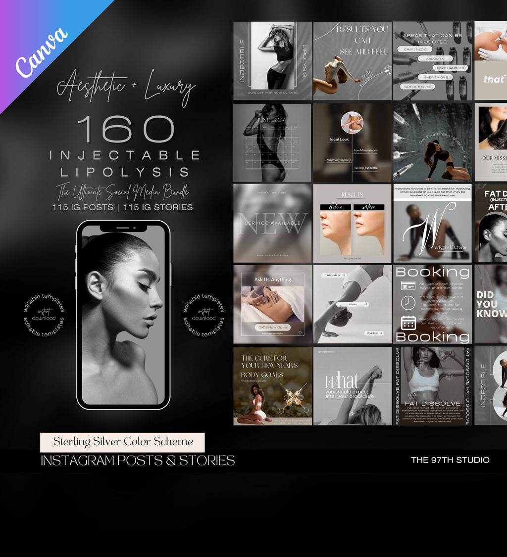 FAT DISSOLVE Instagram Posts | Injectable Lipolysis Instagram Templates | Lipolytic injections Instagram Posts | Fat Dissolving Injections