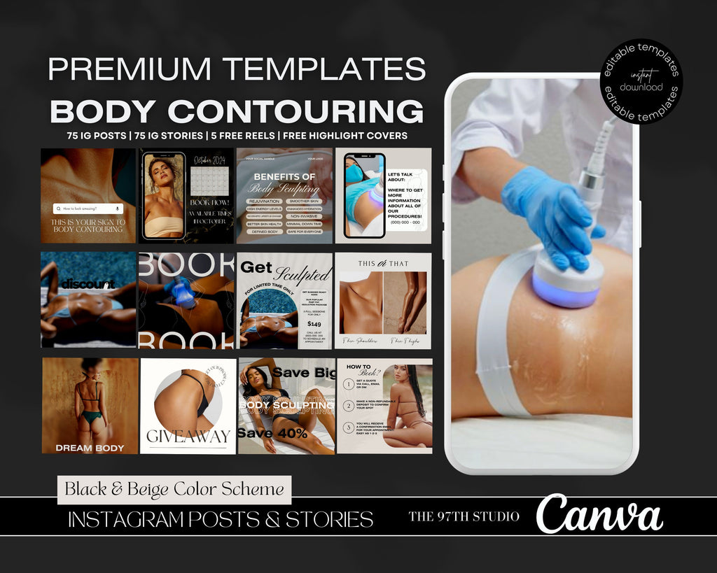 150 Body Sculpting Instagram Templates I Body Contouring Instagram I Medspa Templates I Instagram Bundle I CoolSculpting Instagram | MEDSPA