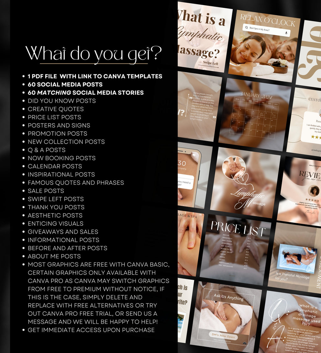 Massage Therapist Instagram Templates | Spa Social Media