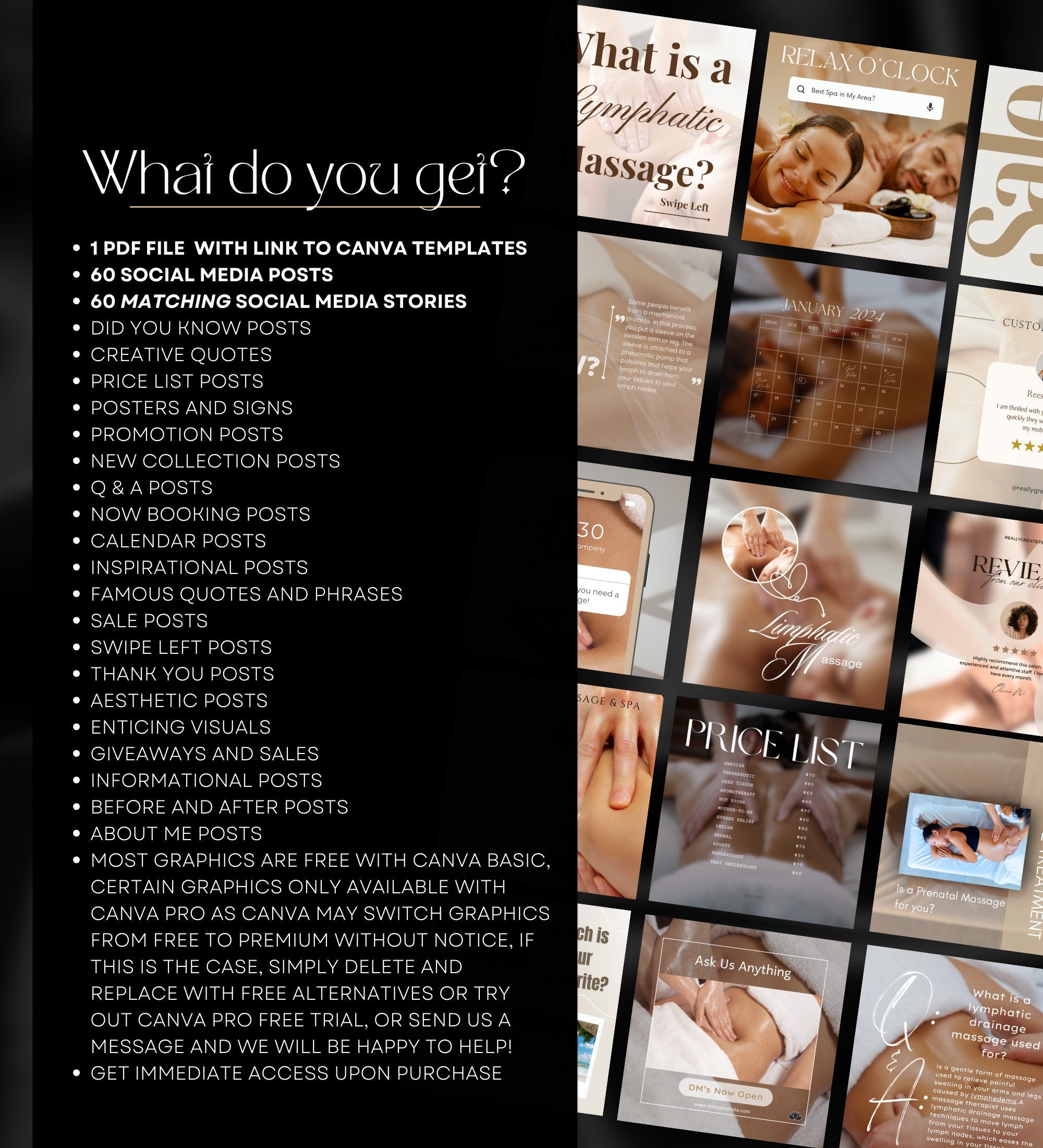 Massage Therapist Instagram Templates | Spa Social Media