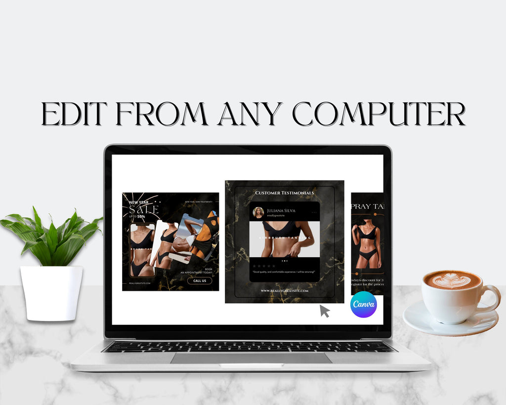 200 Black Marble Spray Tanning Instagram Posts | Spray Tan Instagram Posts | Spray Tan Social Media | Spray Tan Artist | Spray Tan Marketing