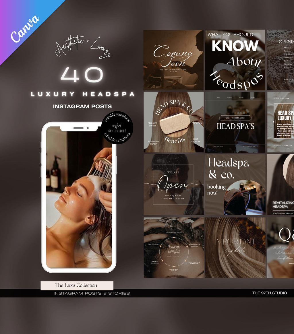 Luxury Head Spa Instagram Templates | Salon Social Media | Japanese Headspa Instagram Templates