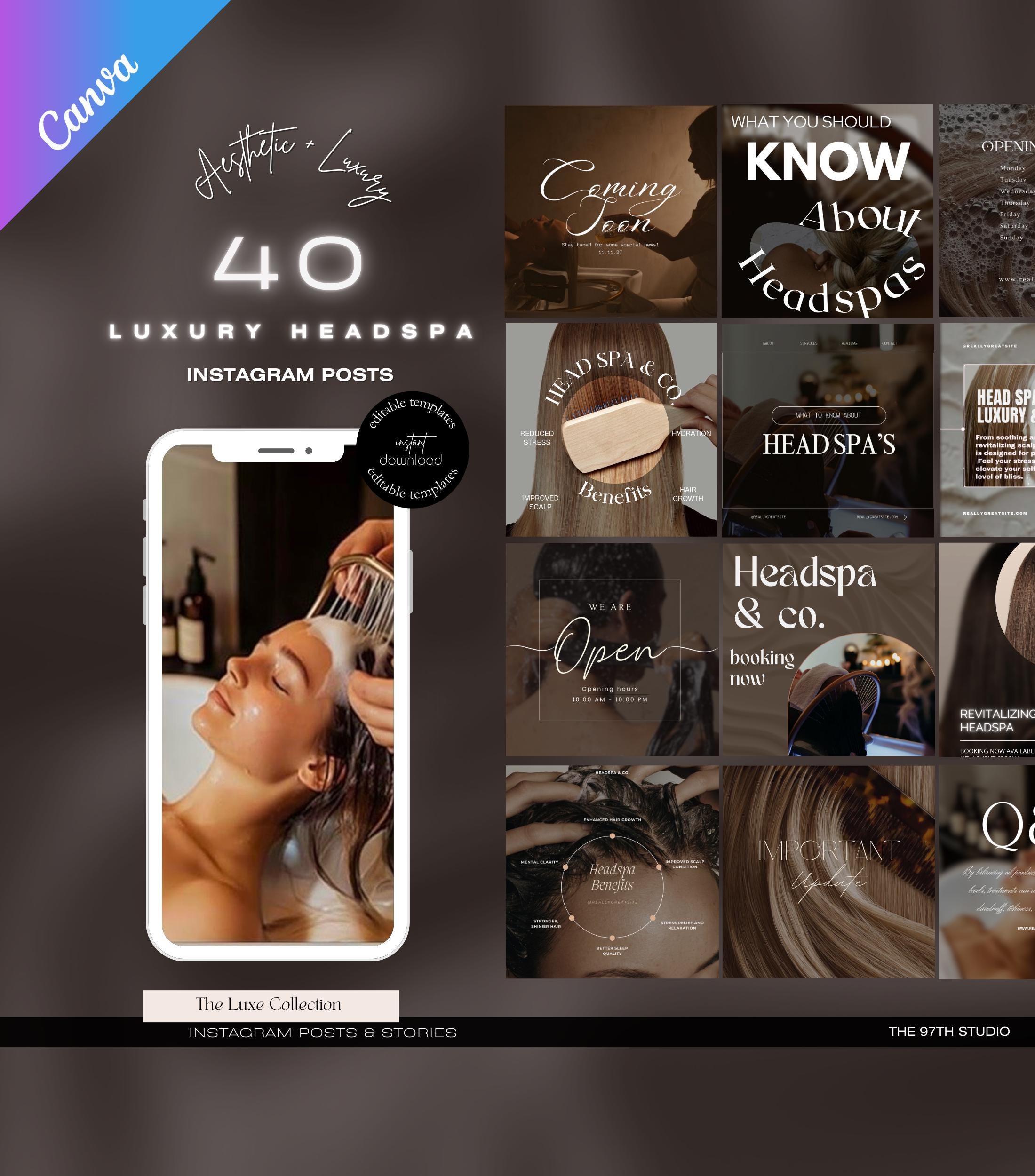 Luxury Head Spa Instagram Templates | Salon Social Media | Japanese Headspa Instagram Templates