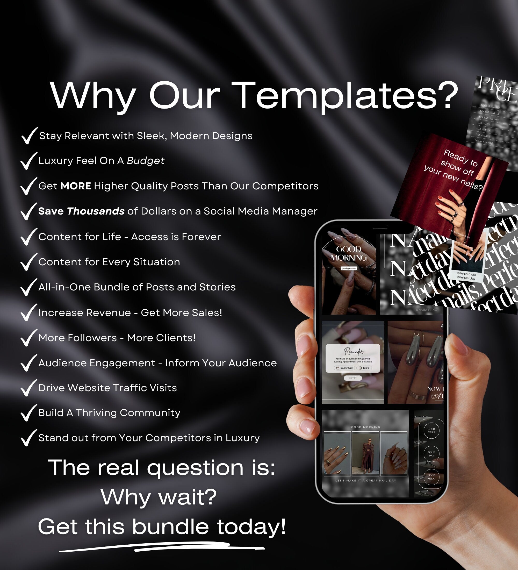 Nail Tech Instagram Templates | Nail Tech Instagram Posts | Nail Tech Instagram | Nail Tech Social Media Instagram Posts | Manicurist Posts