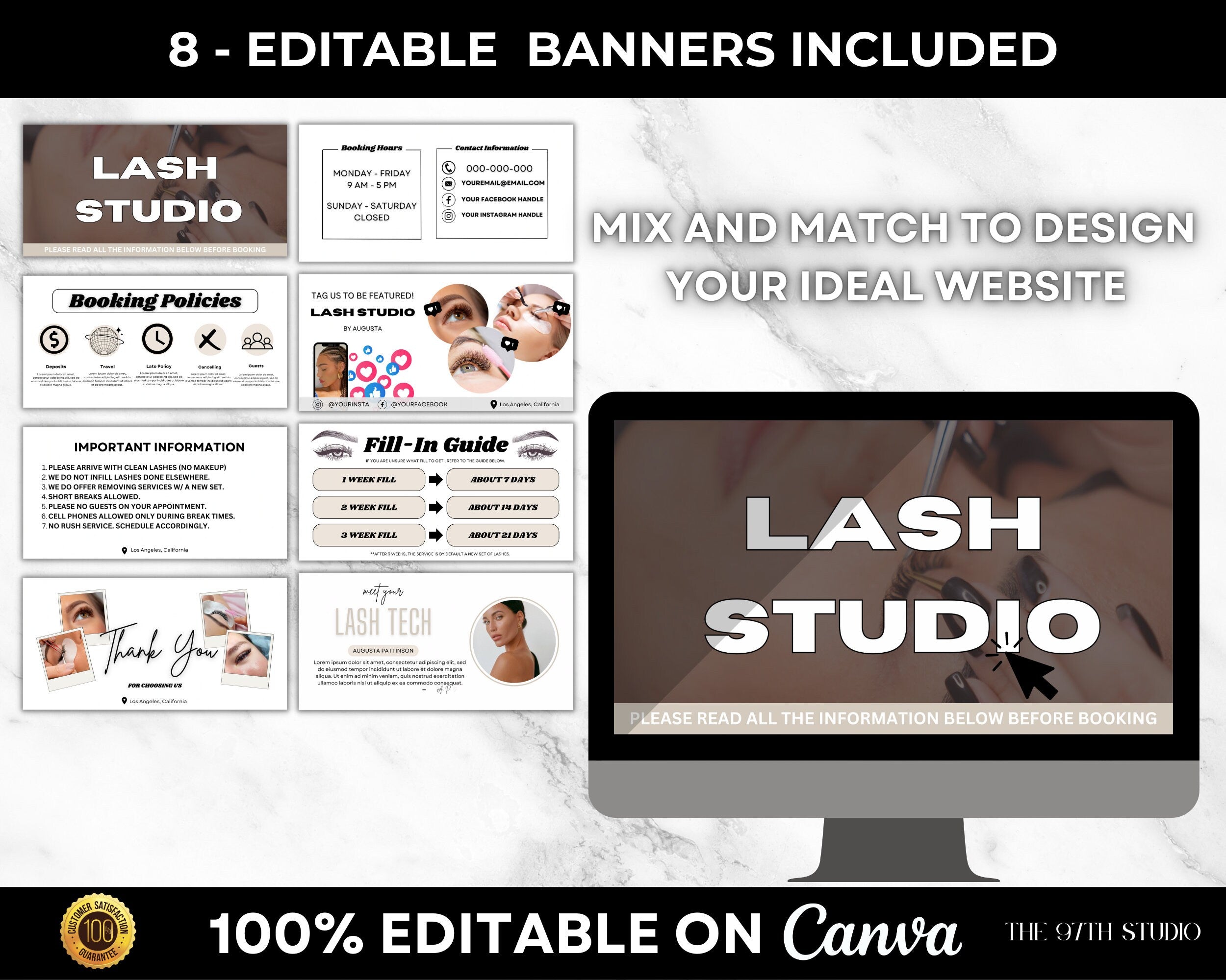 Acuity Scheduling Site Template, Editable DIY Booking Site Template, DIY Acuity Site, Booking Site, Lash Tech Acuity Template, Luxury Site