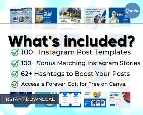 100 Pressure Washing Instagram Template Posts for Small Business