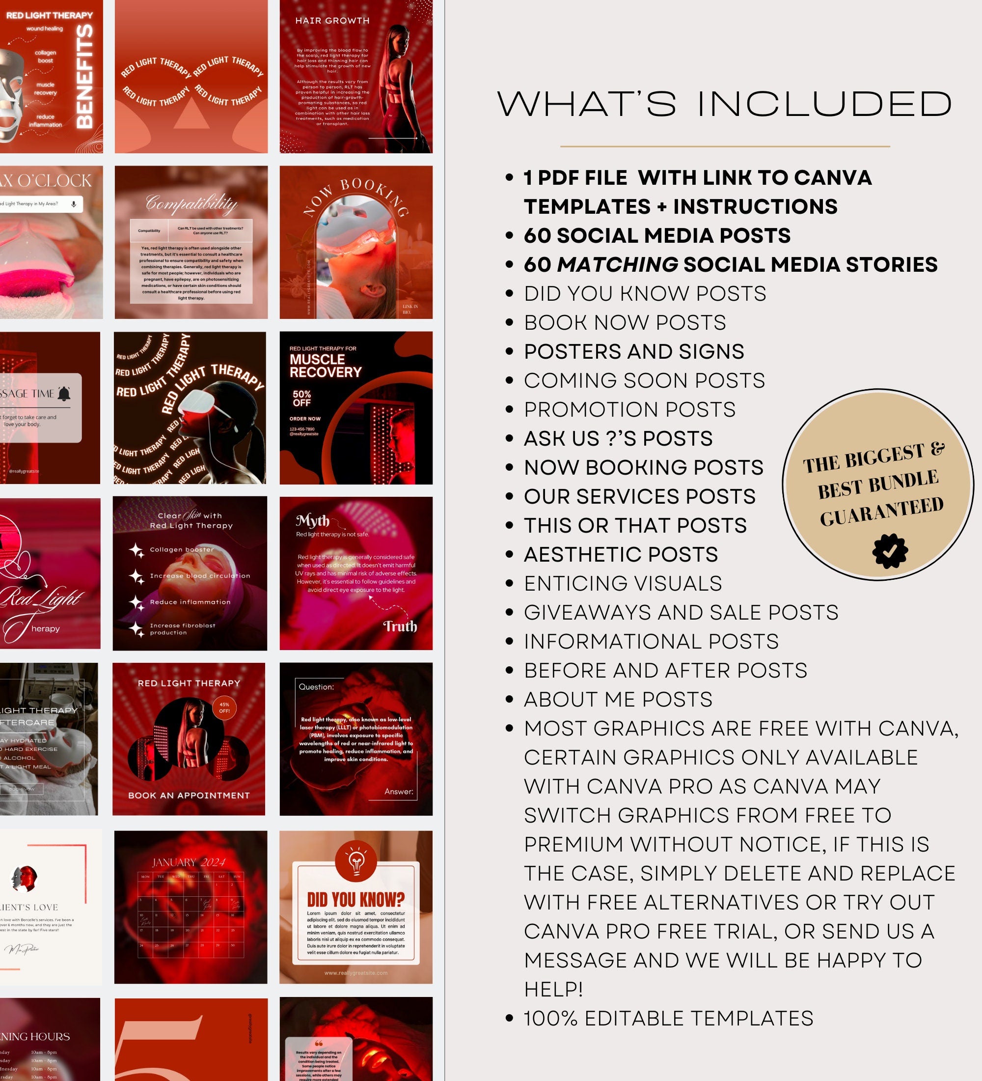 Red Light Therapy Instagram Posts | Facial | Digital Marketing | Skincare Social Media | Skincare Instagram | Esthetician Instagram Posts