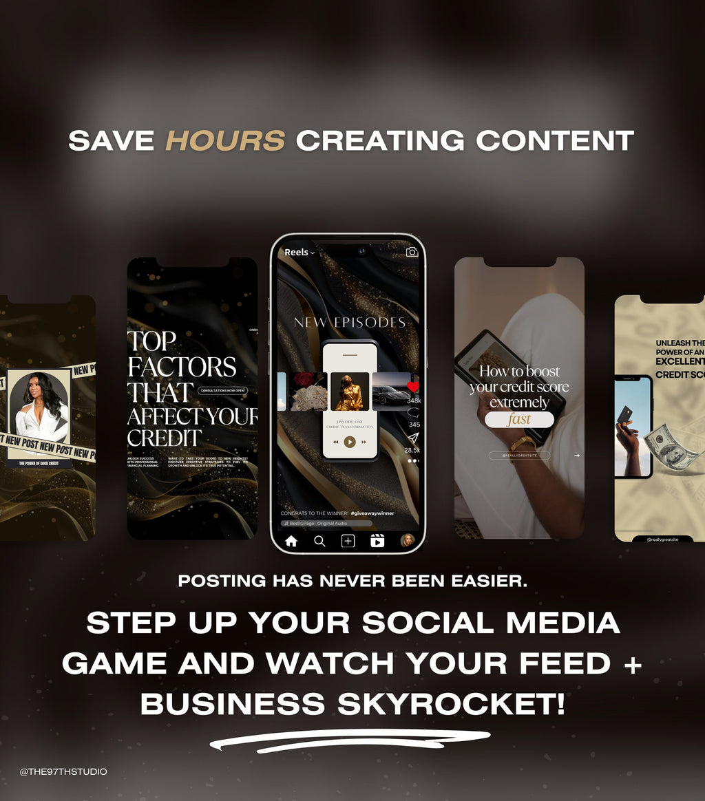 Gold Luxury Credit Repair Instagram Templates | Credit Repair Posts | Credit Repair Flyer | Credit Repair Business Social Media Marketing