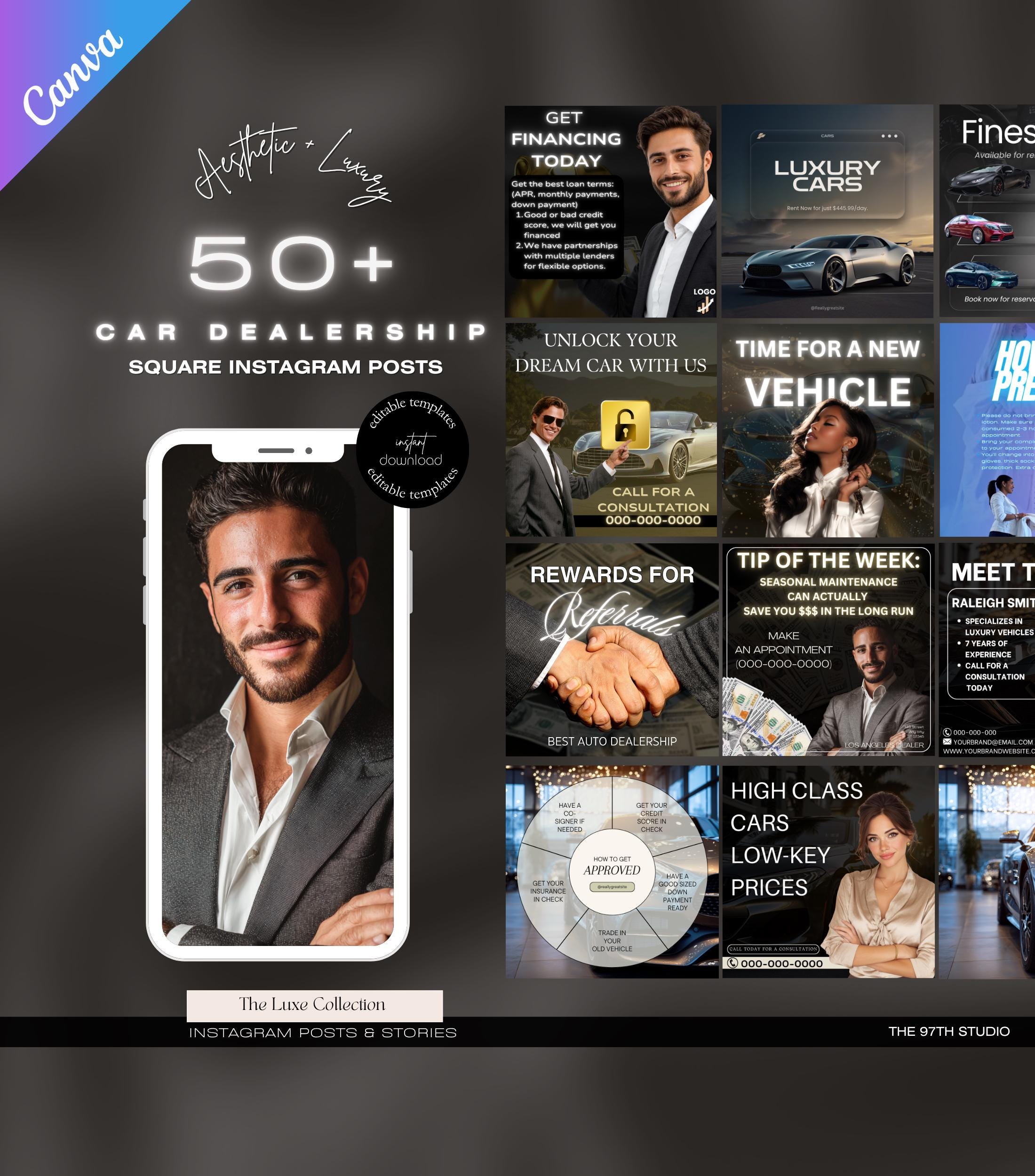 Car Dealership Instagram Templates | Luxe Gold Theme (Canva)