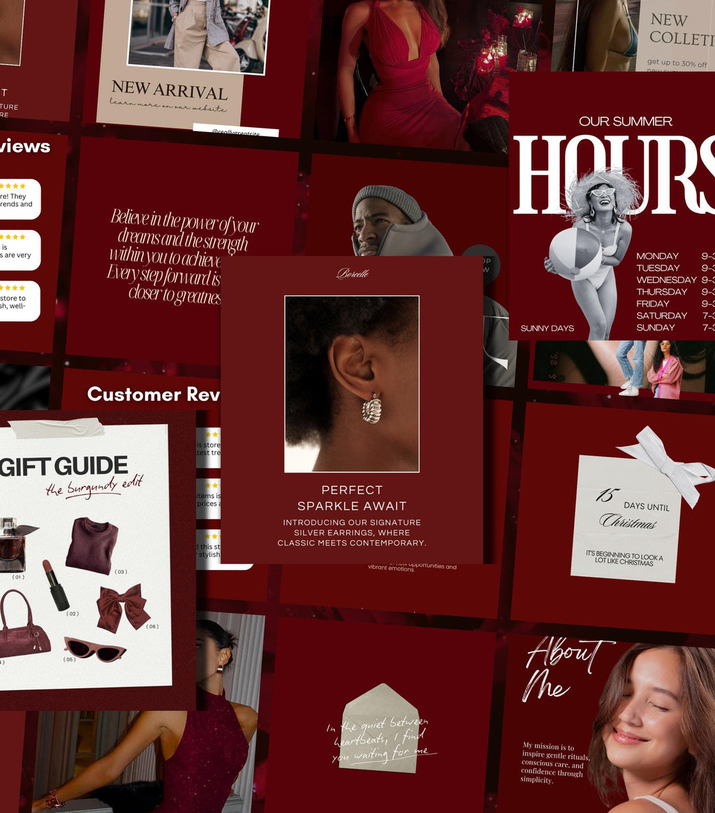 Luxury Burgundy Instagram Templates | Dark Red Instagram Posts | Business Instagram | Social Media Instagram Posts | Facebook Marketing Post