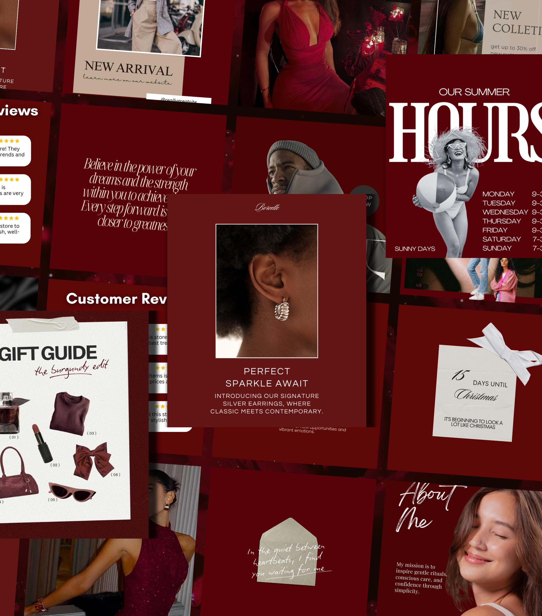 Luxury Burgundy Instagram Templates | Dark Red Instagram Posts | Business Instagram | Social Media Instagram Posts | Facebook Marketing Post