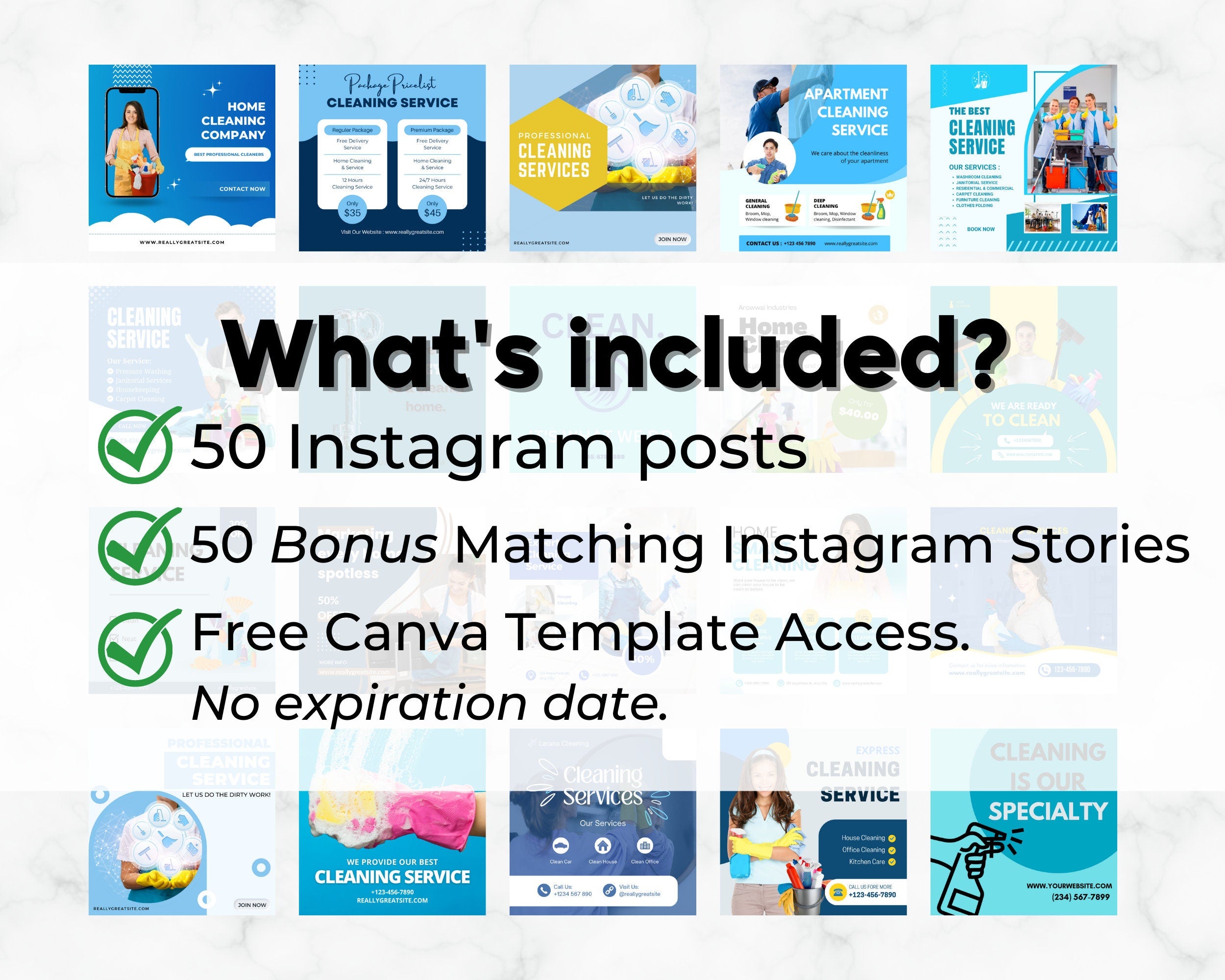 Cleaning Business Instagram Posts, Canva Templates (Digital Download)