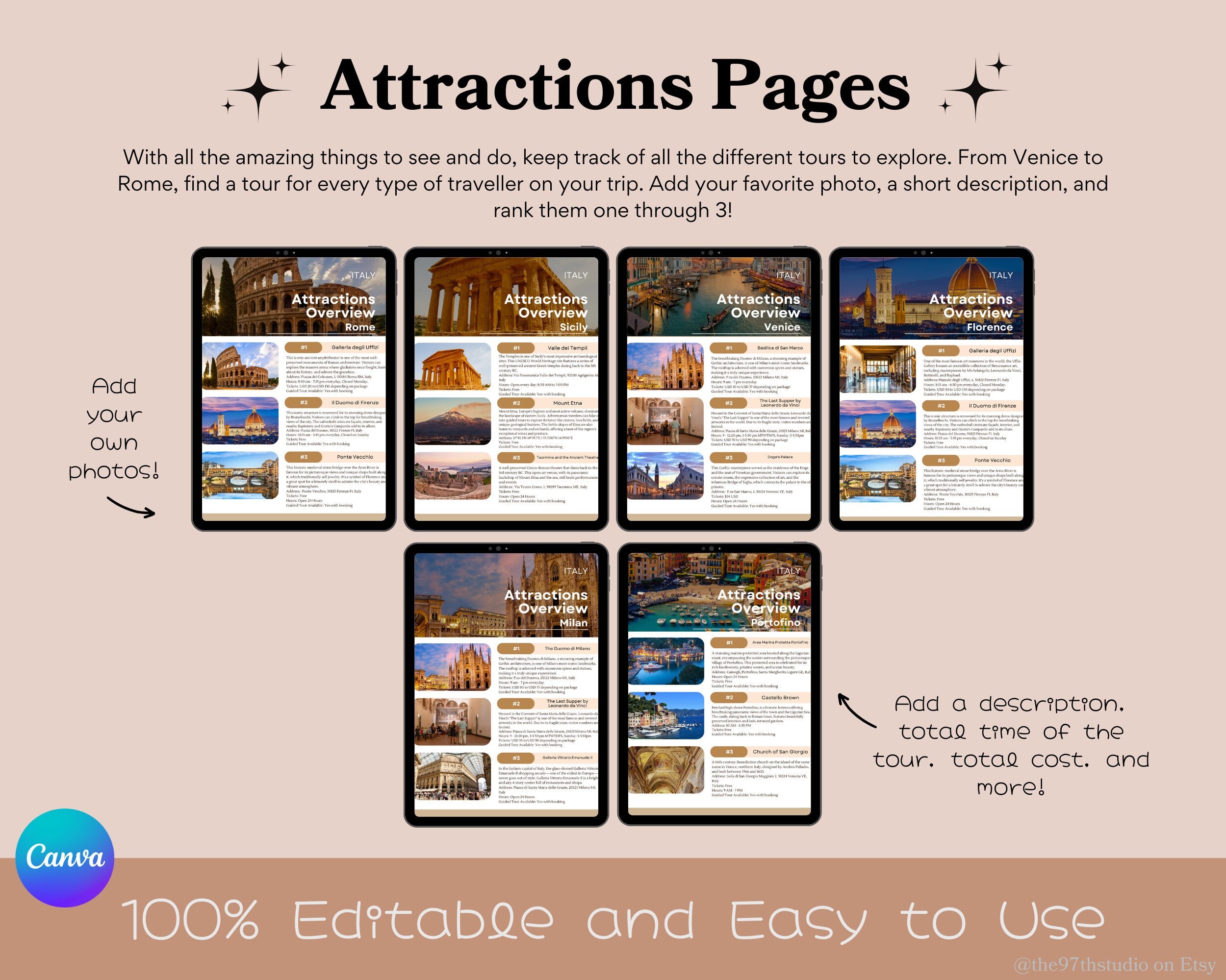 Italy Travel Planner Digital Travel Planner Vacation Planner Travel Itinerary Mobile Travel Planner Travel Guide Trip Planner Italy Trip