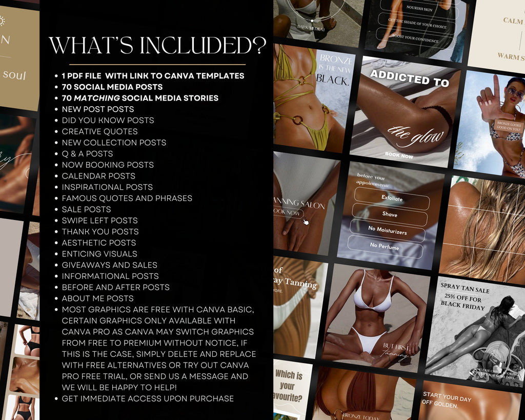 140 Spray Tanning Instagram Templates | Spray Tan Instagram Posts | Spray Tan Social Media | Beauty Business Instagram | Spray Tan Marketing
