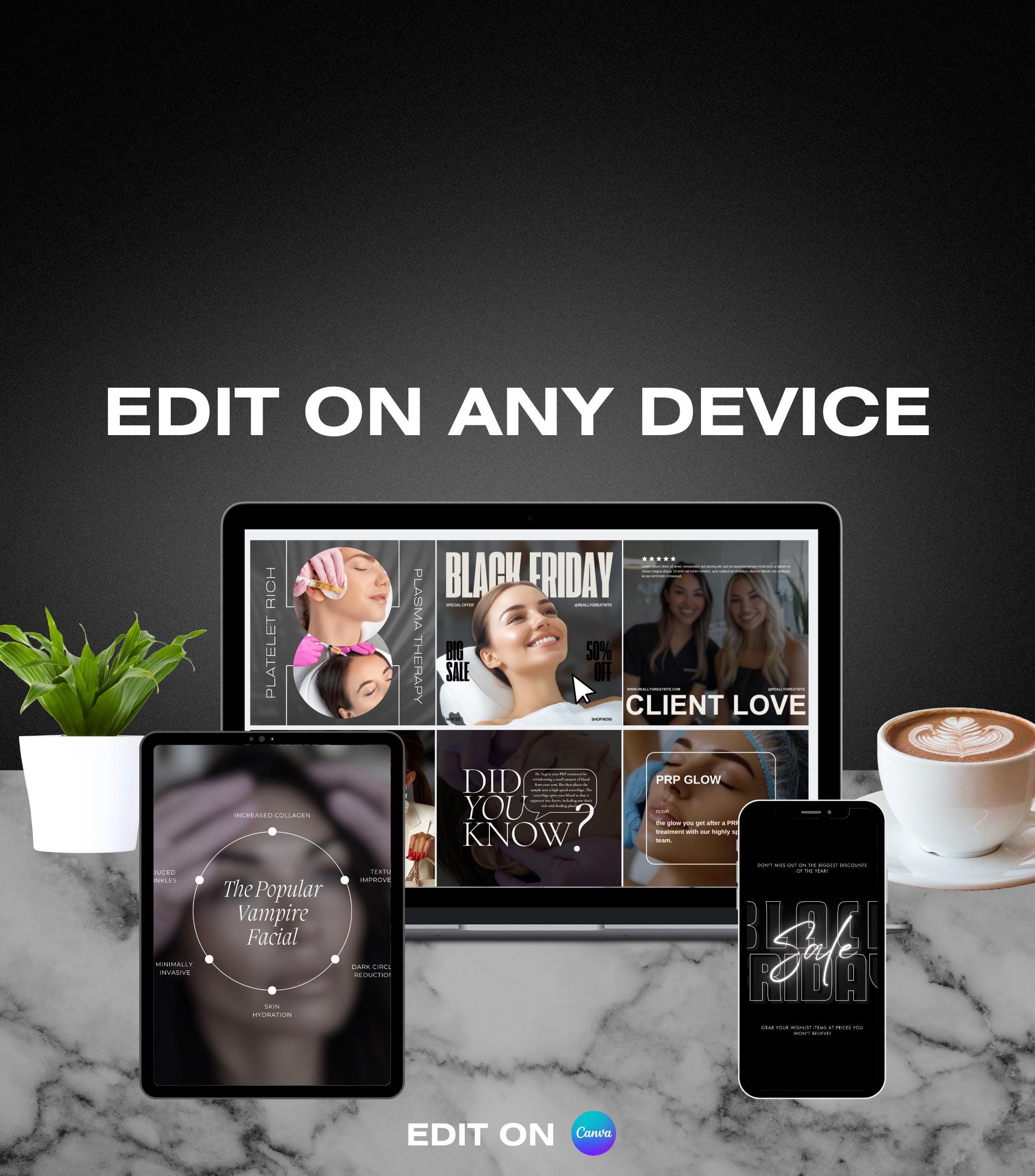 140 PRP Treatment Instagram Templates | PRP Treatment Instagram Posts | PRP Treatment Social Media | Medical Spa | Esthetician Instagram