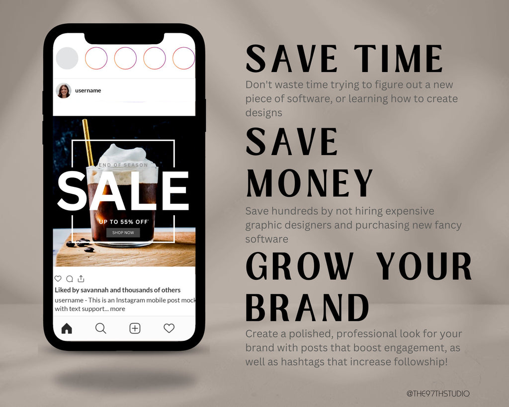 Coffee Instagram Post Templates | Beige Social Media (Canva Editable)