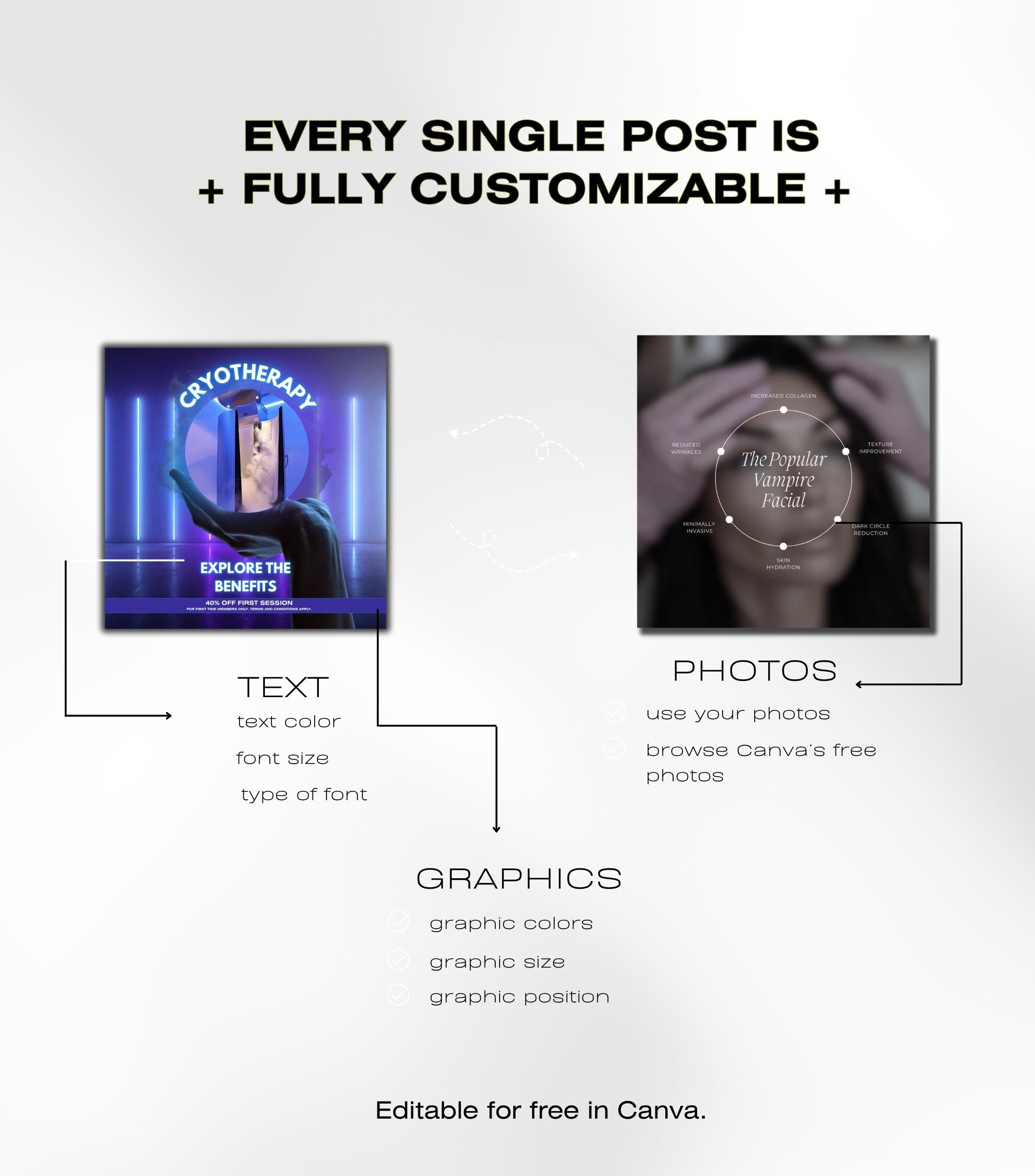 Cryotherapy Instagram Templates | Cryotherapy Posts | Cryotherapy Flyer | Cryotherapy Business IG Posts | Social Media Marketing | Medspa