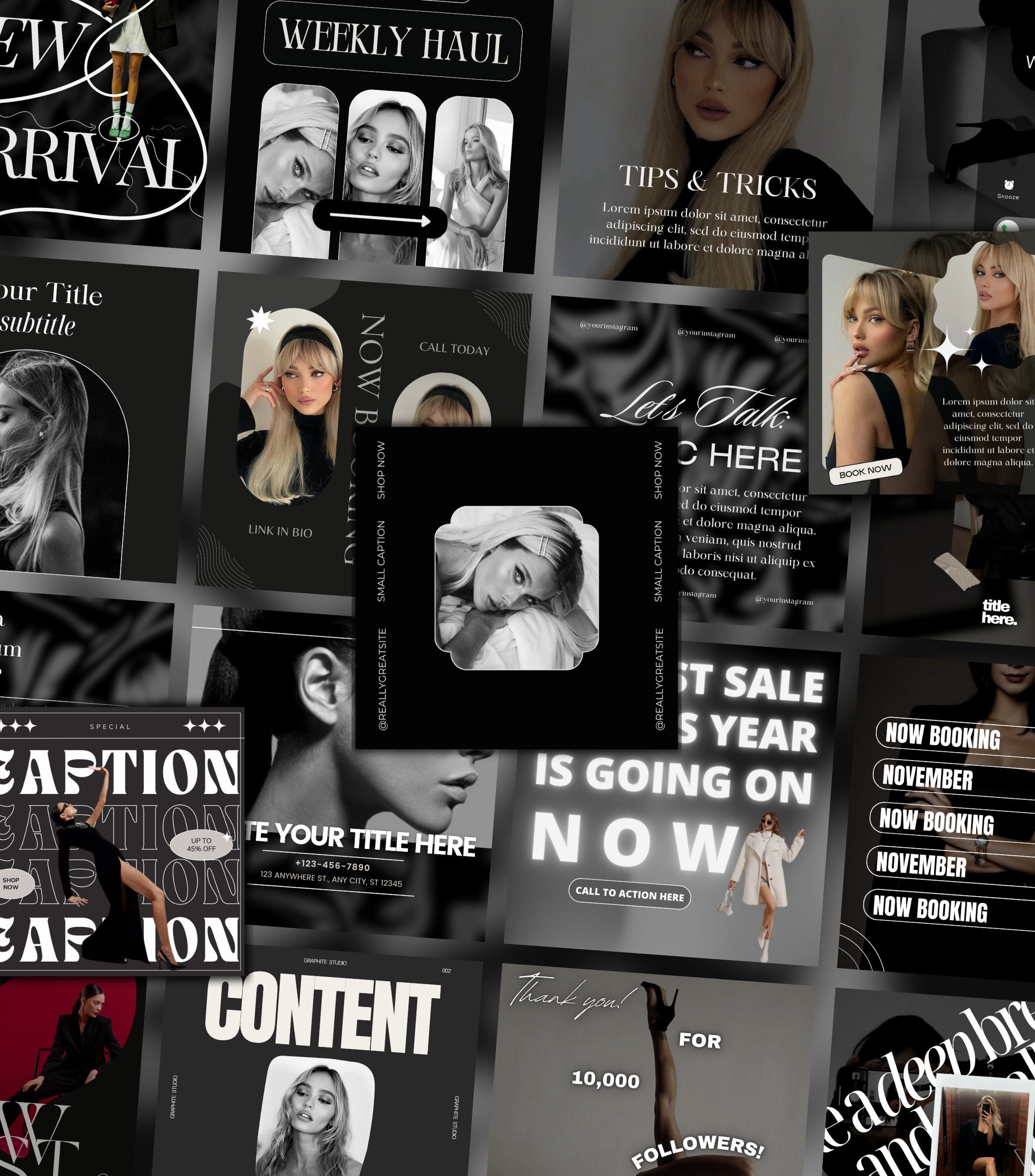 Engagement Instagram Templates Bold Black Luxury Marketing Instagram Posts Dark Modern Instagram Luxury Coach Branding Social Media Growth