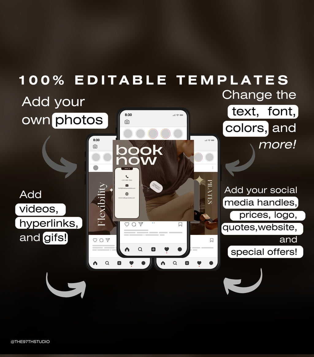Pilates Instagram Templates | Pilates Coach Instagram Posts | Pilates Instructors Instagram | Pilates Social Media Instagram Posts | Pilates