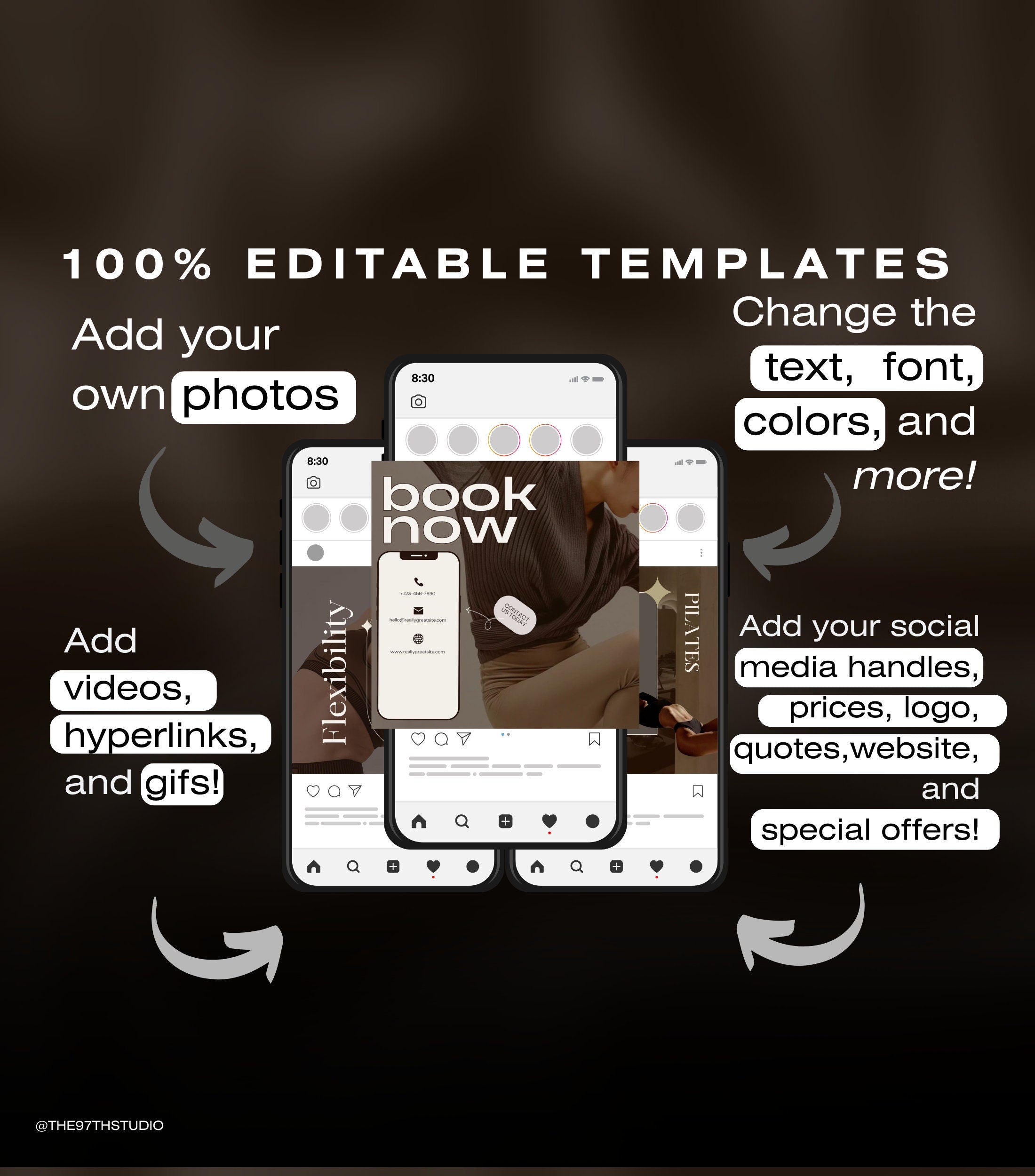 Pilates Instagram Templates | Pilates Coach Instagram Posts | Pilates Instructors Instagram | Pilates Social Media Instagram Posts | Pilates