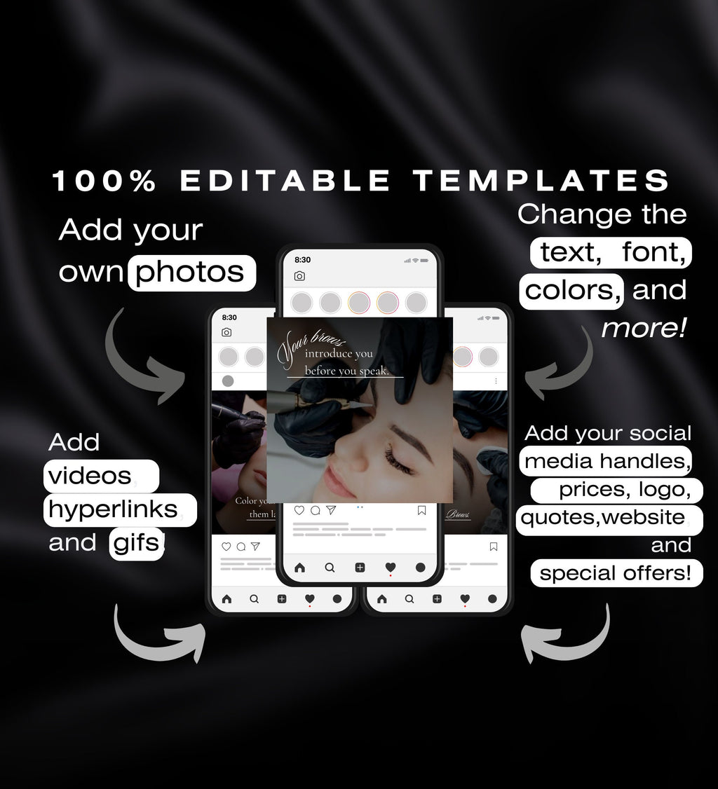 PMU Quotes Instagram Templates | Permanent Makeup Instagram Templates | Lip Blush Templates | PMU Social Media Post | PMU Brows Templates
