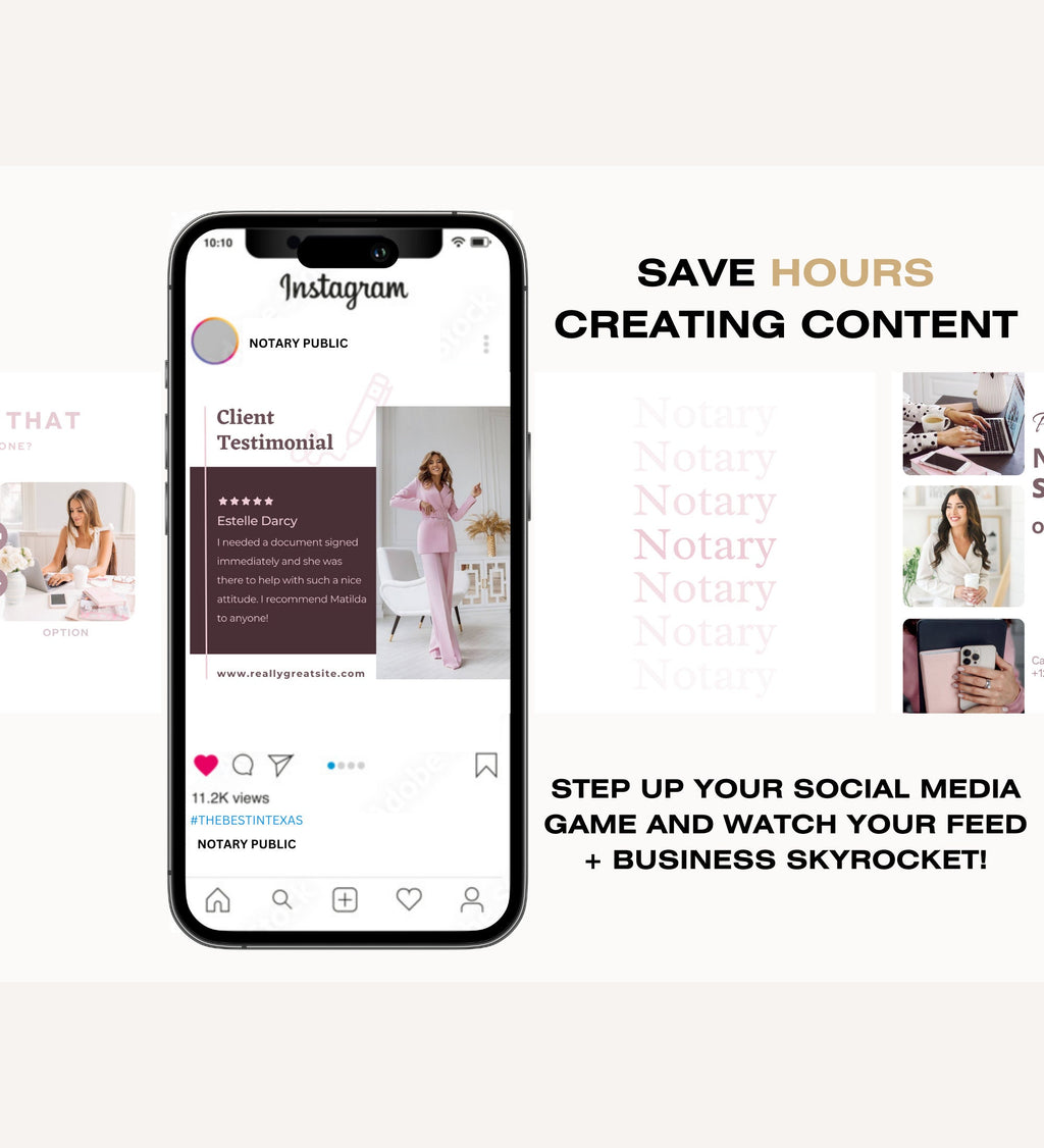PINK Notary Marketing | Notary Signing Agent | Notary Social Media | Loan Signing Agent | Notary Instagram Posts | Notary Posts Templates