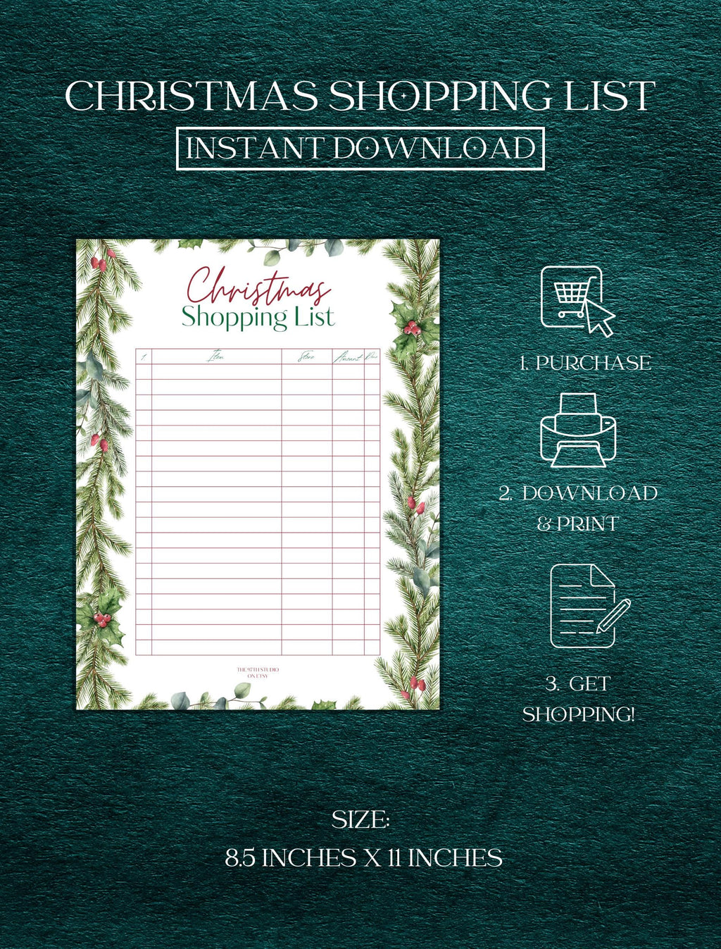 Christmas Shopping List | Office Christmas Party Games | Christmas Family Printable | Printable Christmas Games | Xmas Shopping Printable