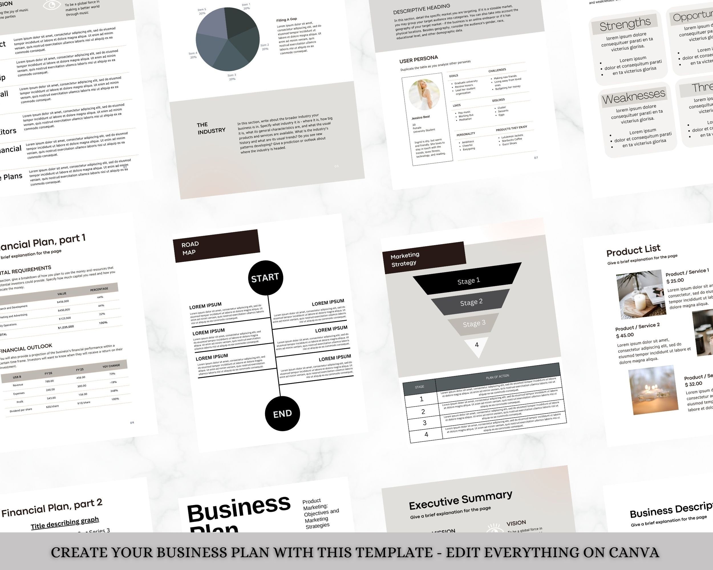 Editable Business Plan Template, Canva Start Up Workbook (Digital Download)