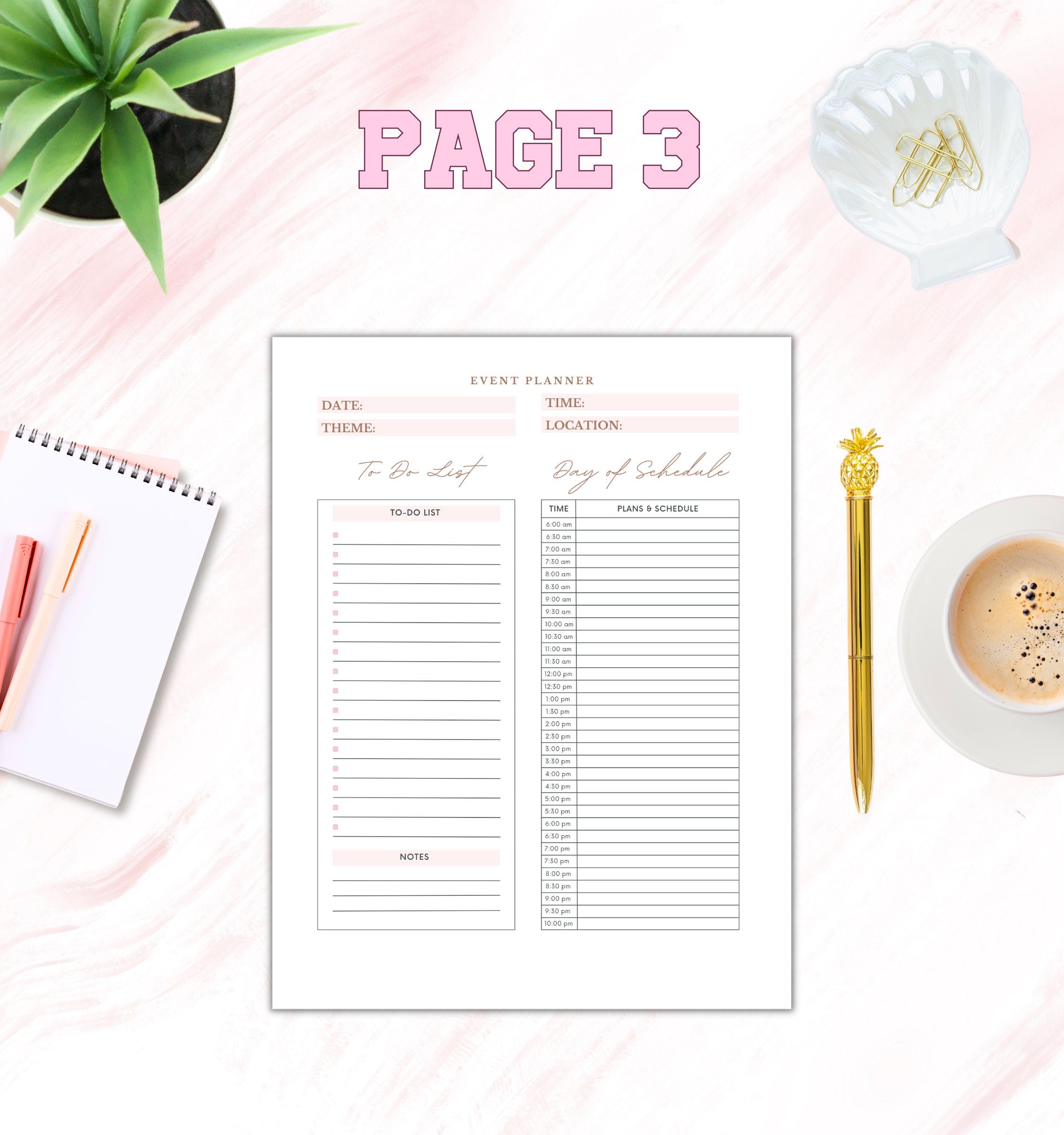 Printable Event Planner Template, Party Planner, Birthday, Wedding, Bridal, Budget, Invites, Event Plan Set, Party Organizer, Letter Size