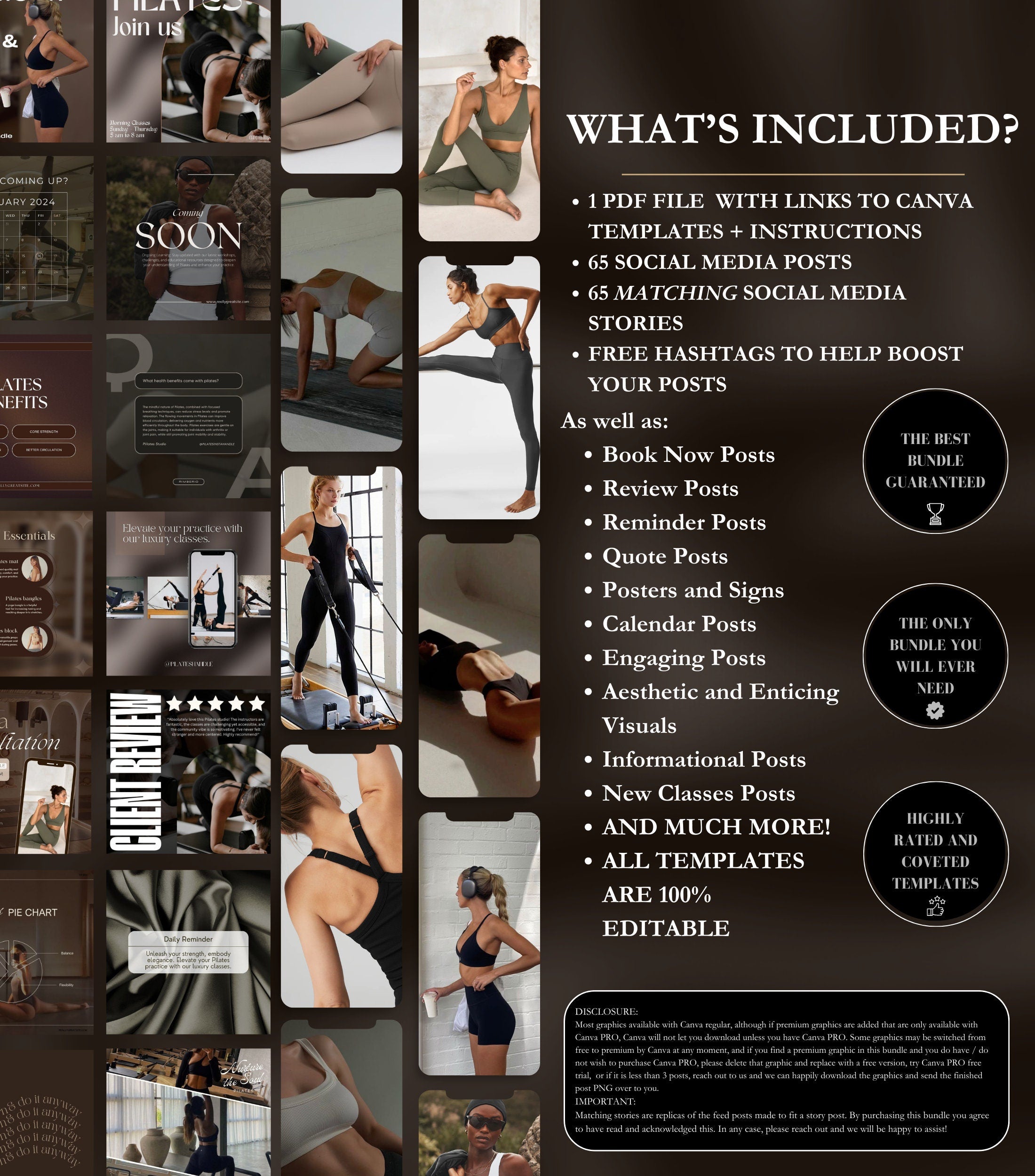 Pilates Instagram Templates | Pilates Coach Instagram Posts | Pilates Instructors Instagram | Pilates Social Media Instagram Posts | Pilates