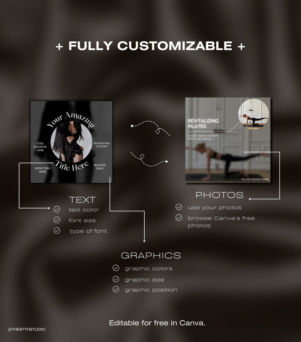 Pilates Instagram Templates | Pilates Coach Instagram Posts | Pilates Instructors Instagram | Pilates Social Media Instagram Posts | Pilates