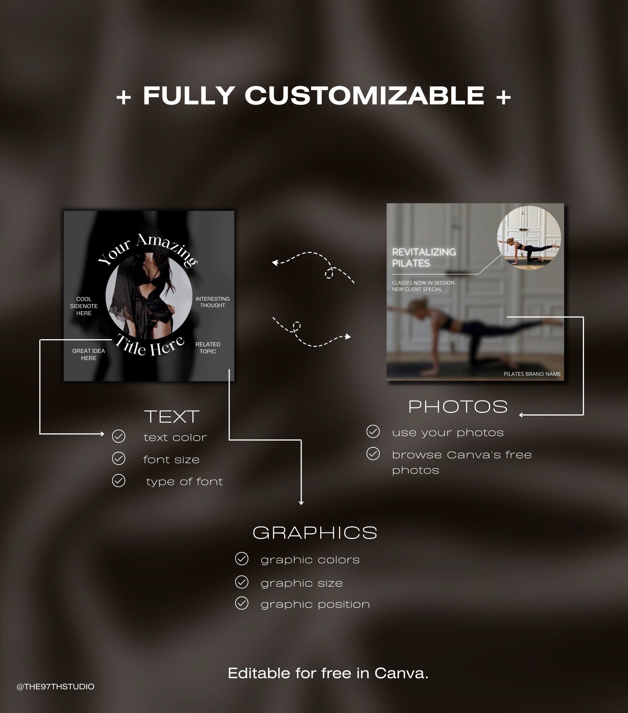 Pilates Instagram Templates | Pilates Coach Instagram Posts | Pilates Instructors Instagram | Pilates Social Media Instagram Posts | Pilates