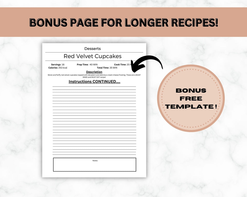 Editable Recipe Book Template, Minimalist Recipe Cards (PDF)
