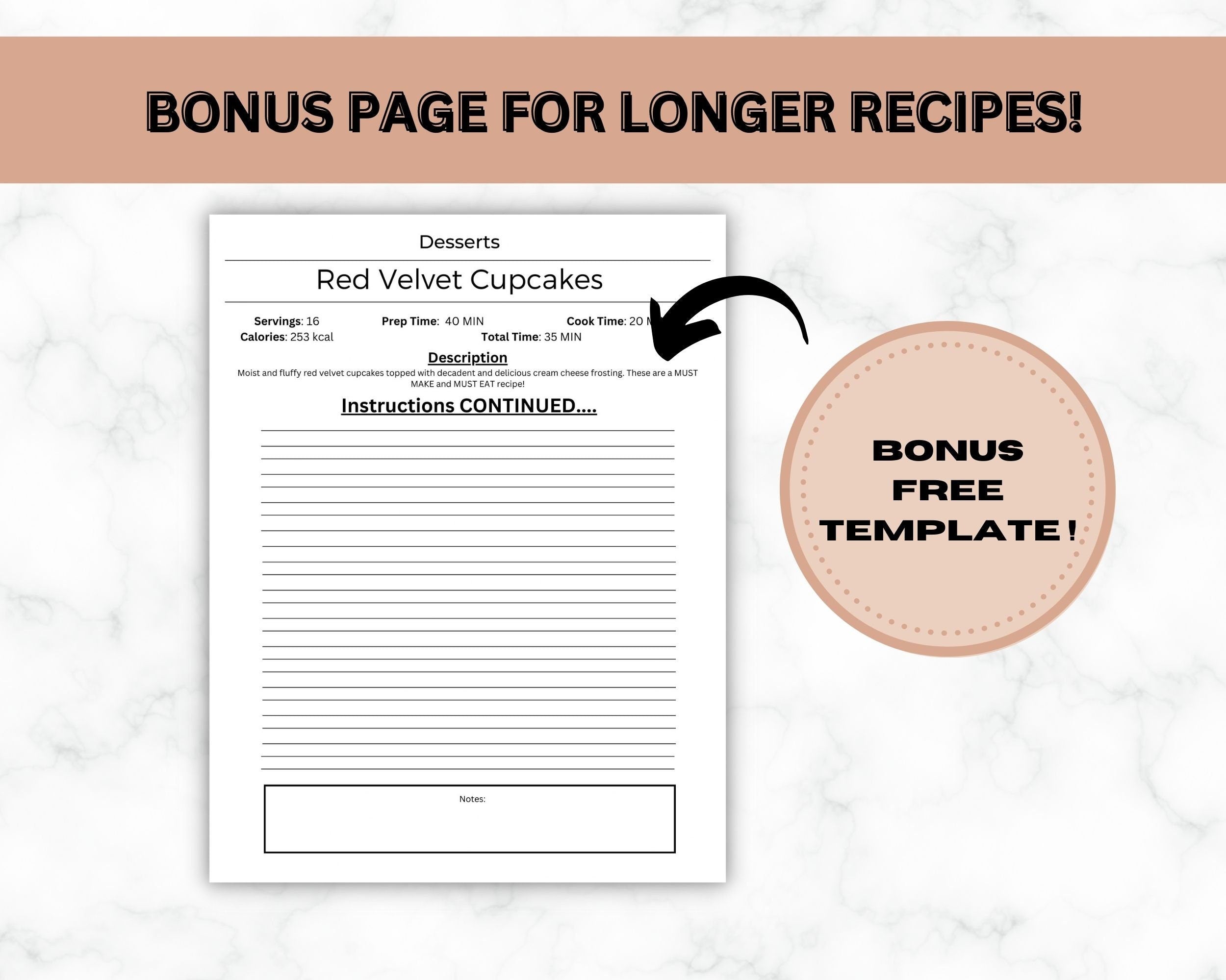 Editable Recipe Book Template, Minimalist Recipe Cards (PDF)