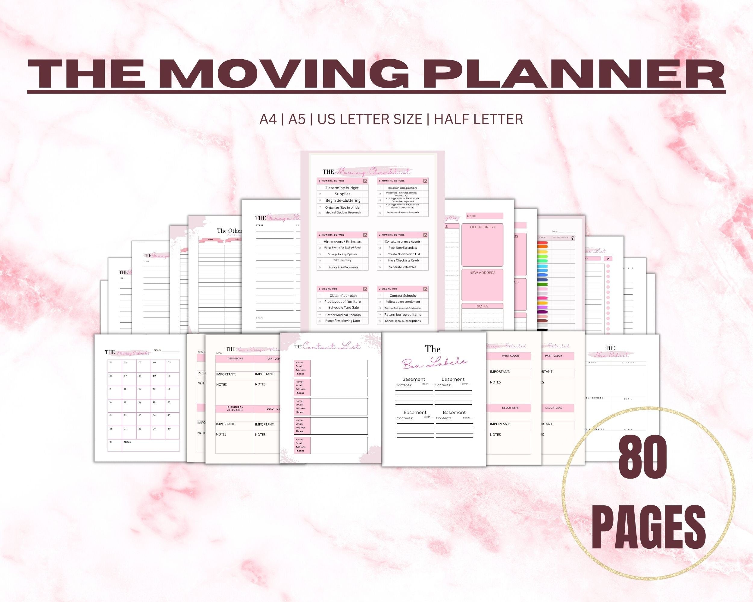 Moving Planner Printable, Relocation Checklist, Packing Guide (Digital Download)