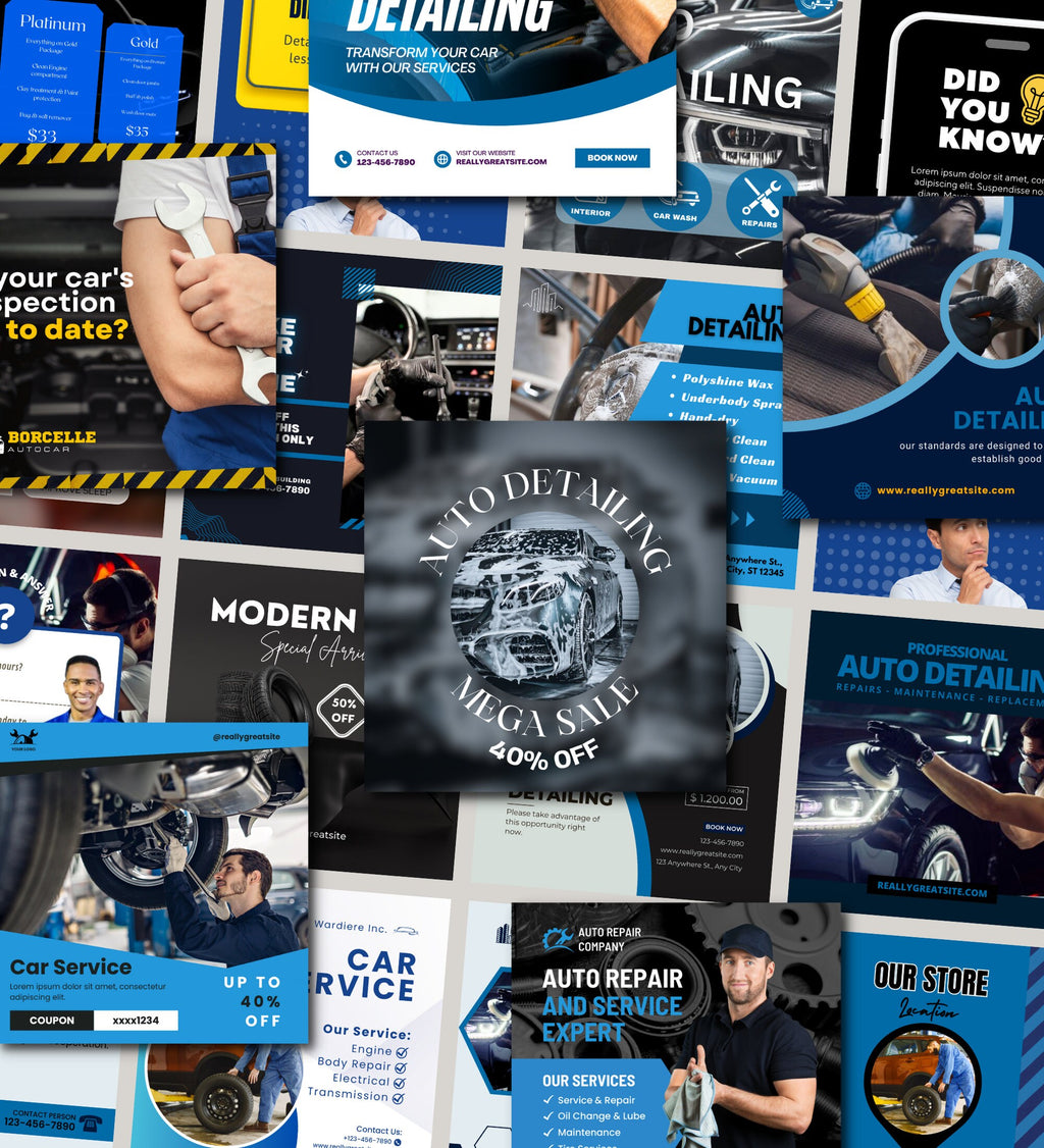 Auto Detailing Marketing | Auto Detailing Posts | Mechanic Social Media | Automotive | Auto Detailing Instagram Posts |Auto Repair Templates